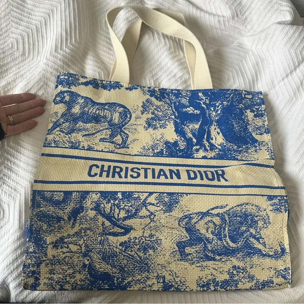 CHRISTIAN DIOR Straw Dioriviera Tote Blue - Picture 6 of 9